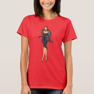 T-shirt Garrafa Glamourosa Morena Antiga Garota Pinup
