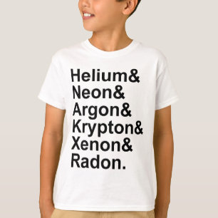 T-shirt Gases Nobres Hélio Neônio Argônio Criptônio Radôni