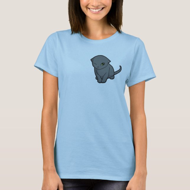 T-shirt Gatinho do azul do russo (Frente)