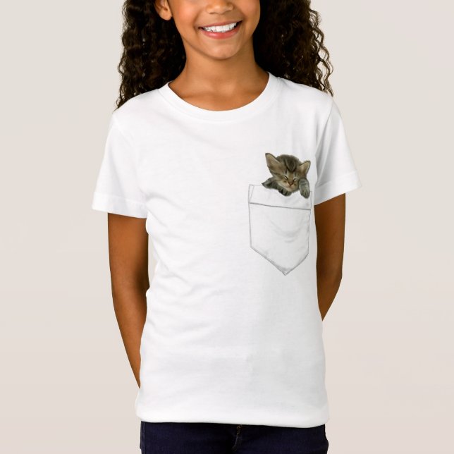 T-shirt Gatinho em seu bolso (Frente)