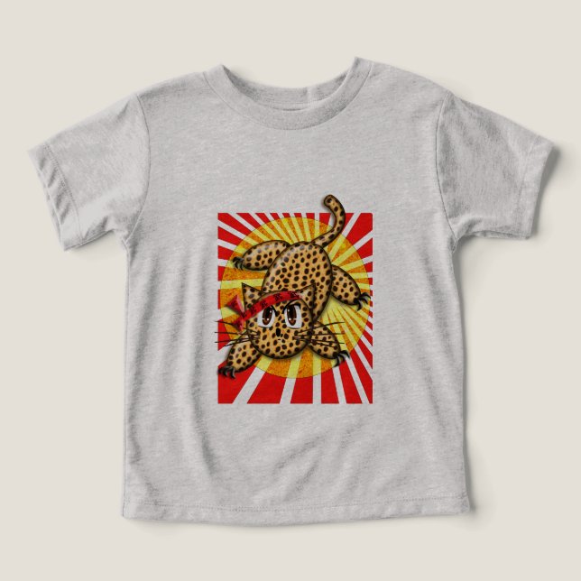 T-shirt Gatinho Leopardo de Anime Ultramarino Carrossel (Design frontal)