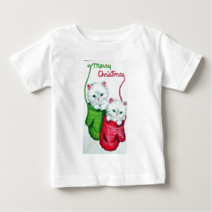 T-shirt Gatinhos no Feliz Natal dos mitenes