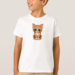 T-shirt Gato alaranjado bonito triste do gatinho do gato