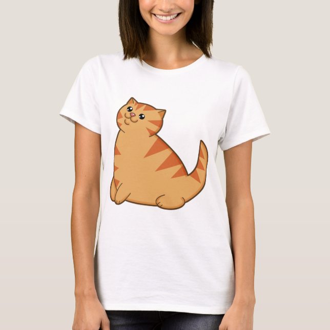 T-shirt Gato alaranjado gordo feliz (Frente)