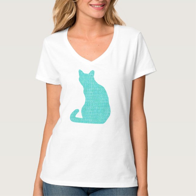 T-shirt Gato Arabesco - tons de turquesa (Frente)