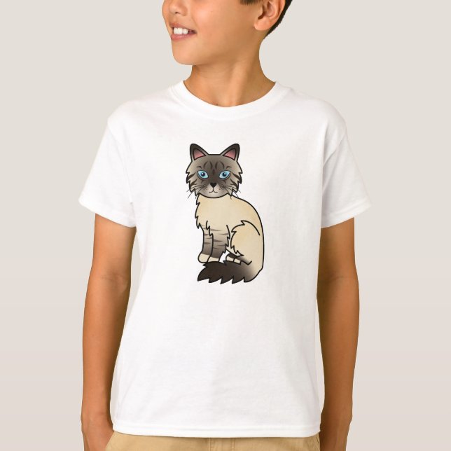 T-shirt Gato Birman / Ragdoll Tabby Ponto de Foca (Frente)