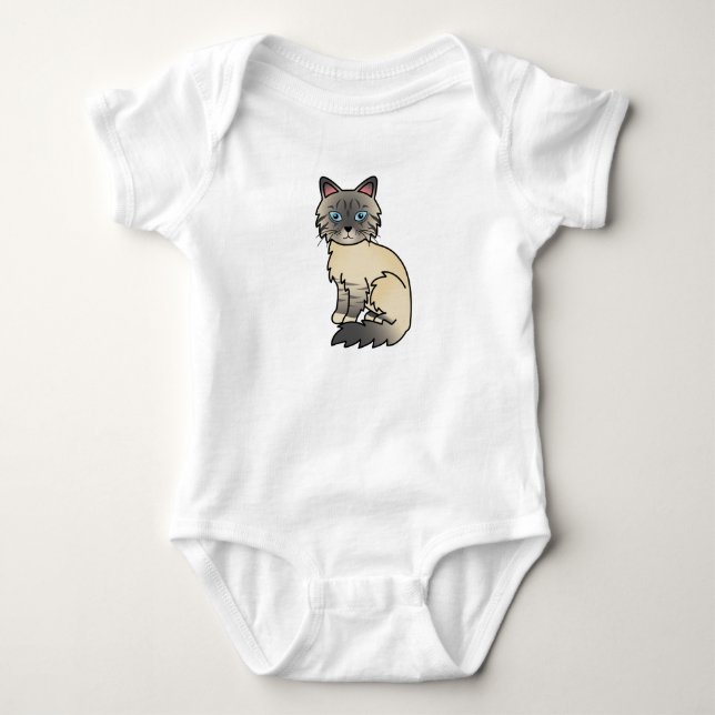 T-shirt Gato Birman / Ragdoll Tabby Prateado (Frente)