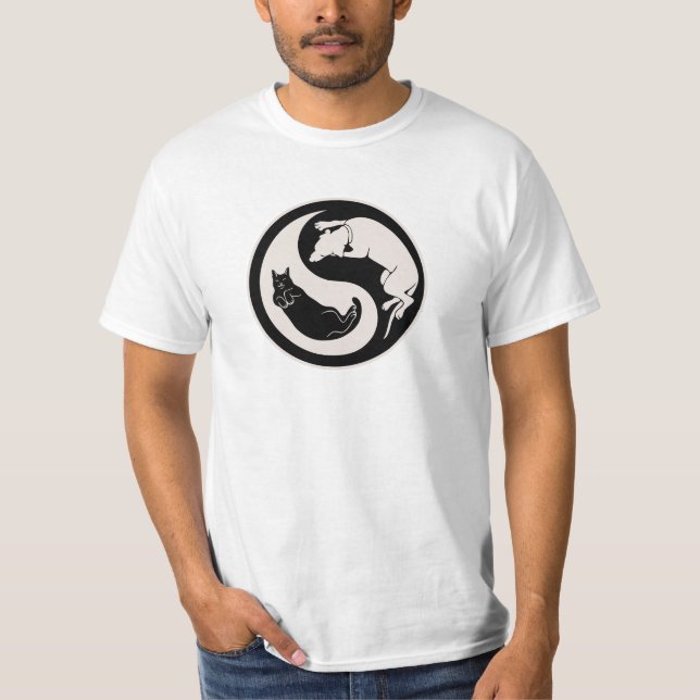 T-shirt Gato-Cão Yin-Yang (Frente)