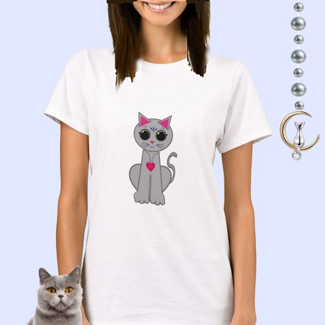 T-shirt Gato cinza fofo (Criador carregado)