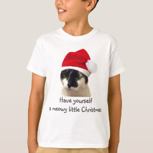T-shirt Gato com Papai noel