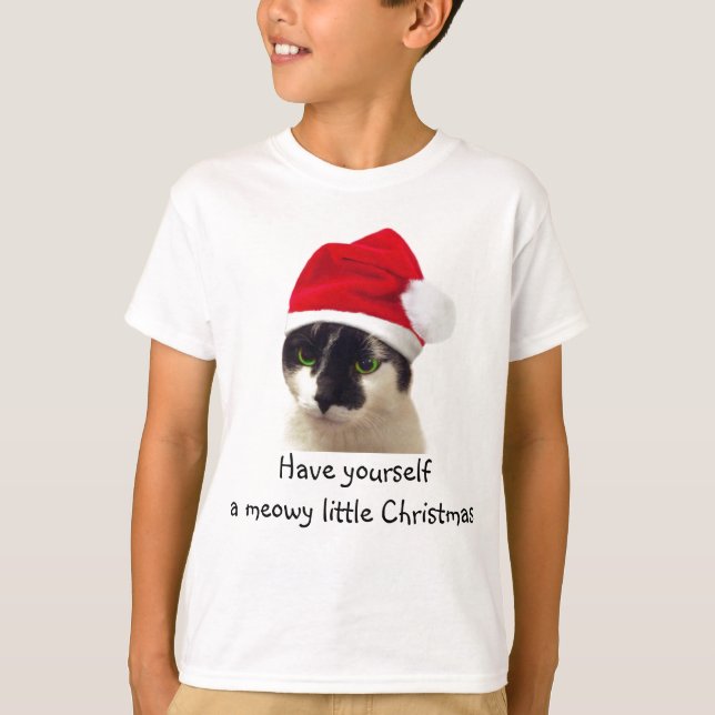 T-shirt Gato com Papai noel (Frente)