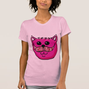T-shirt Gato cor-de-rosa do Moustache