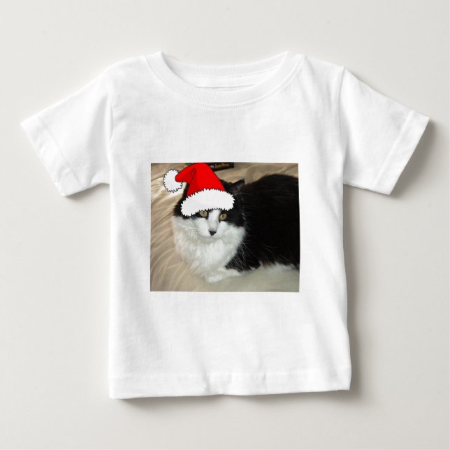 T-shirt Gato de Cabelo Negro e Branco (Frente)