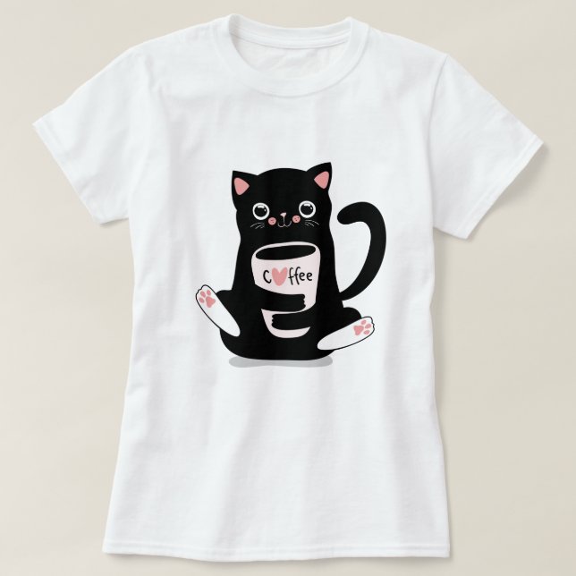 T-Shirt Gato De Café Bonito (Frente do Design)