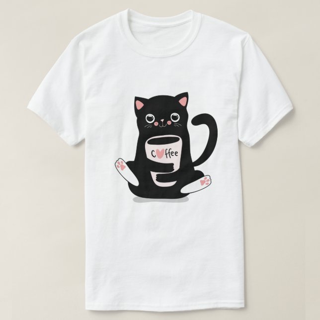 T-Shirt Gato De Café Bonito (Frente do Design)