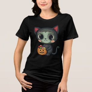 T-Shirt Gato de Halloween Frankenstein