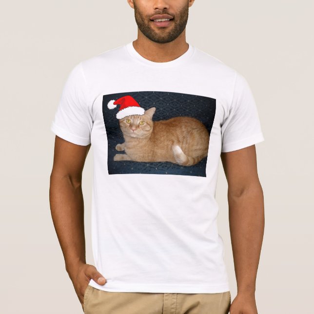 T-shirt Gato de Tabby Laranja Natal (Frente)