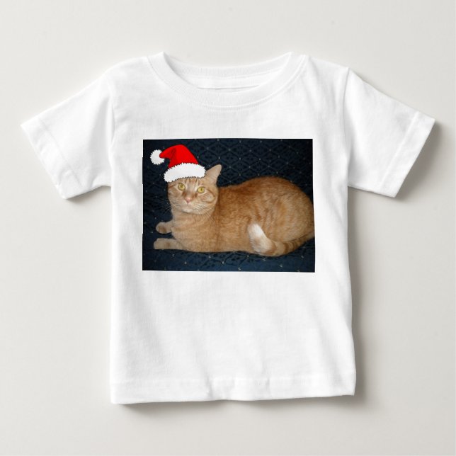 T-shirt Gato de Tabby Laranja Natal (Frente)