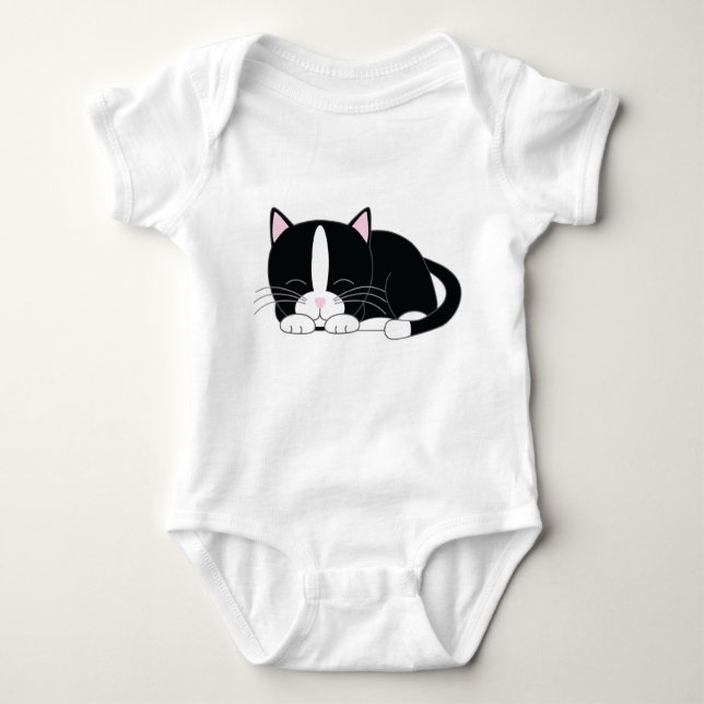 T-shirt Gato de Tuxedo Dormindo (Frente)