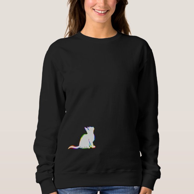 T-shirt Gato do arco-íris, suficiência branca, texto (Frente)