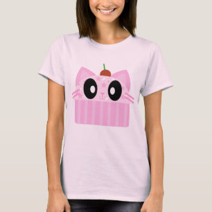 T-shirt gato do cupcake do kawaii