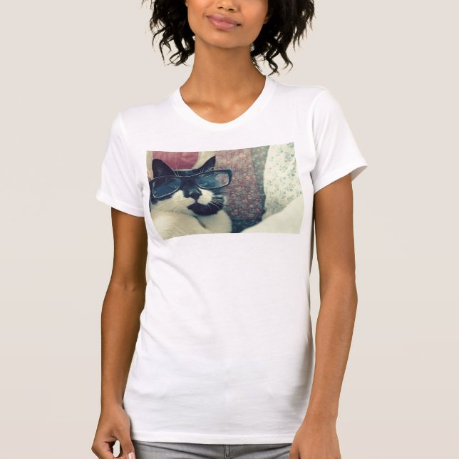 T-shirt gato do hipster (Frente)
