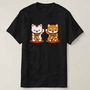 T-Shirt Gato Engraçado - Cinco de Maneki-neko