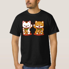 T-Shirt Gato Engraçado - Cinco de Maneki-neko