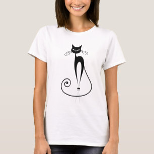 T-Shirt Gato Estilizado Preto