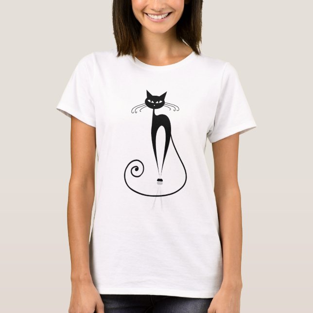 T-Shirt Gato Estilizado Preto (Frente)