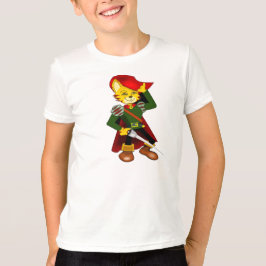 T-shirt Gato fofo vestido em Armadura e Boots Design