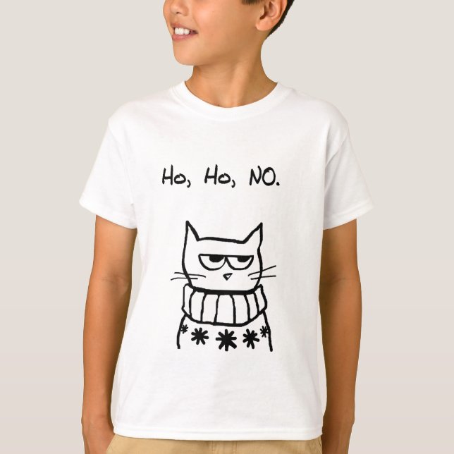 T-shirt Gato irritado em uma camisola do Natal - Xmas (Frente)