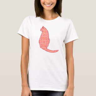 T-shirt Gato japonês - Batik alaranjado coral