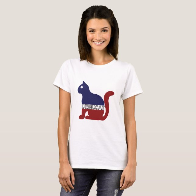T-shirt GATO LOVER | Democat for Democrat Cat Lover (Frente Completa)