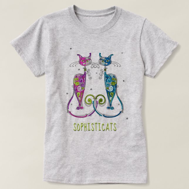 T-shirt GATO LOVER | Gatos-Rico sofisticados (Frente do Design)