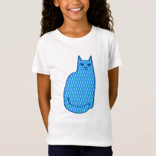 T-shirt Gato Moderno do Século médio, Cobalto e Azul Cla
