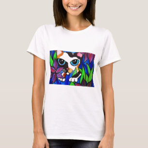 T-shirt Gato nas flores