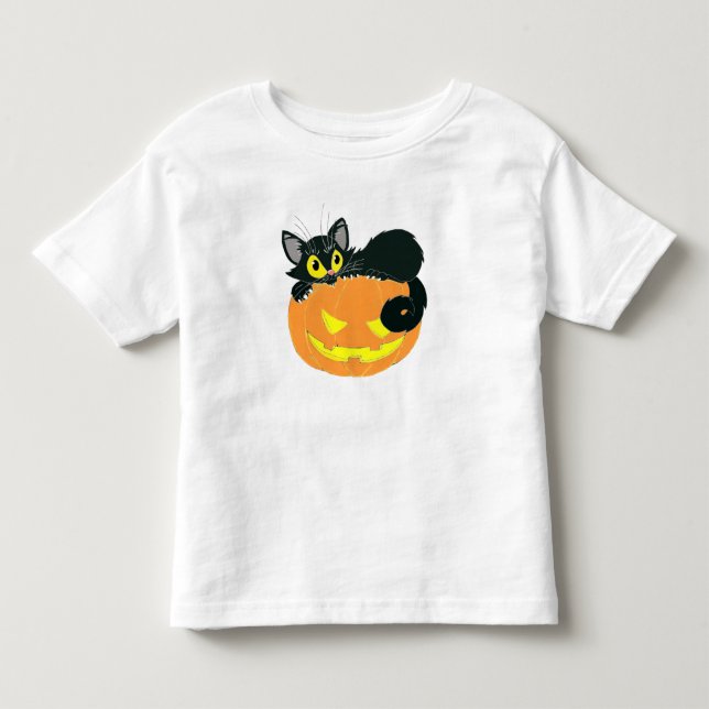 T-shirt Gato Negro e Abóbora do Halloween (Frente)