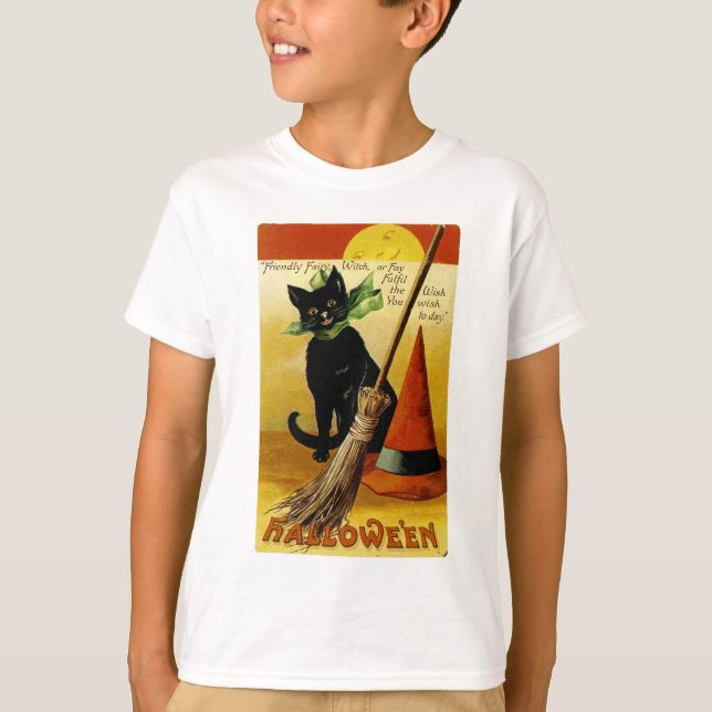 T-shirt Gato Negro Halloween (Frente)