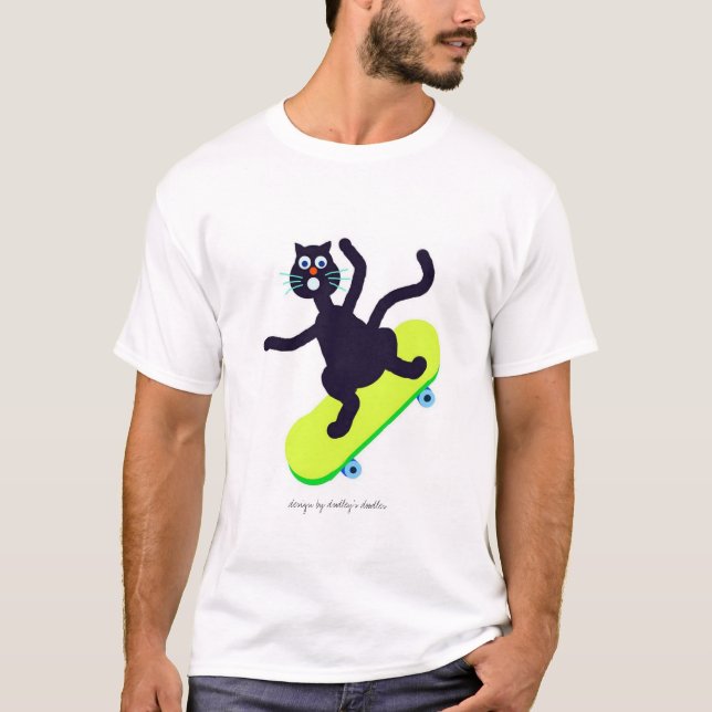 T-shirt gato parvo no skate (Frente)