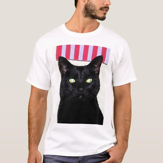 T-shirt Gato preto/azul branco vermelho (Frente)
