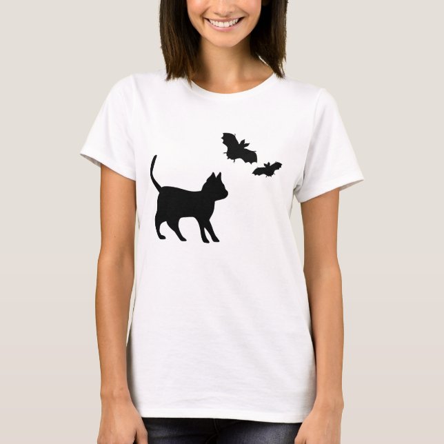 T-shirt Gato Preto com Bat (Frente)