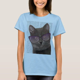 T-shirt Gato Preto com Óculos Solares 2