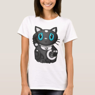 T-shirt Gato preto da boa sorte de Maneki Neko Bekoning