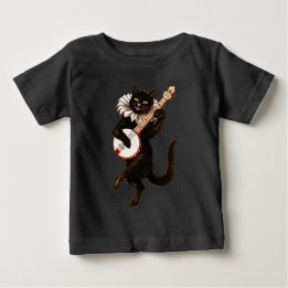 T-shirt Gato preto que joga o banjo