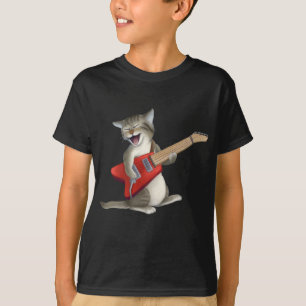 T-shirt Gato que joga a guitarra