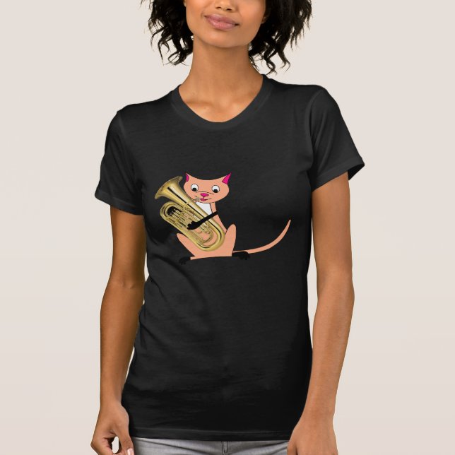 T-shirt Gato que joga o Euphonium (Frente)