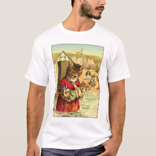 T-shirt Gatos Engraçados na Praia - Louis Wain