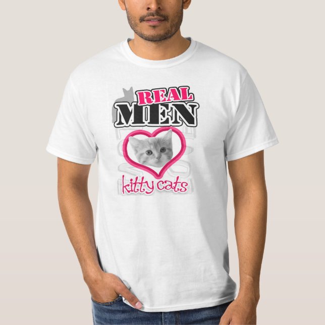 T-shirt Gatos reais do gatinho do amor dos homens… ROSA (Frente)