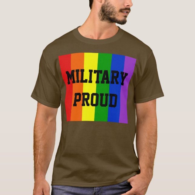 T-shirt Gay Arco-Íris Escuro  Militar (Frente)